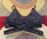 Refuge Boutique Black Cutout Sports Bra Shiny Metallic Animal Print Size Medium Photo 0