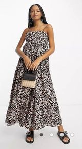 NWT  DESIGN cotton pleat bust midi babydoll sundress in animal print Size 8 Photo 0