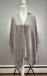 CLEARANCE! Gray Metallic Poncho Sweater O/S Like New Photo 0