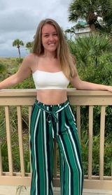 Green Striped Pants Size M Photo 0