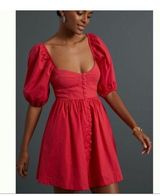 Maeve Puff-Sleeved Sweetheart Mini Dress  Small Photo 0