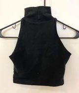 Black Sleeveless Turtleneck Crop Top Photo 0