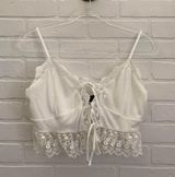 Cider White Lace Cami Crop Top Photo 0