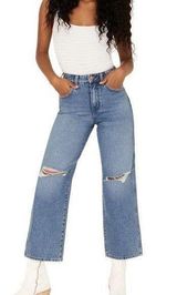 Wrangler Medium Wash High Rise Loose Relaxed Mom Jeans Blue Distressed size 24 Photo 0