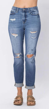 Judy Blue Distressed Denim High Rise Boyfriend Jeans Women's Size 5 27 Photo 0