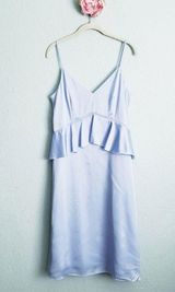 Banana Republic Blue Satin Peplum Ruffle Dress Photo 0