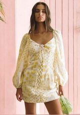 NEW Sabo Skirt Elphia Floral Lace-Up Mini Dress in Size Small US 4 Photo 0