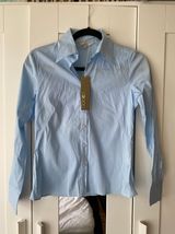 NWT (size 5) Juniors,  Blue Button Front Collared Shirt Photo 0