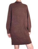 EXPRESS NWT Brown Cozy Mini Long Sleeve Sweater Dress Photo 0