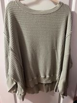 Aerie Waffle Knit Sweater Oversized Crewneck Photo 0