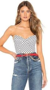 By The Way Jackson Corset Top White & Black Revolve Polka Dot Women’s Size S Photo 0