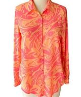 PRINCESS POLLY Bright Pink & Orange Retro 60's 70's Psychedelic Blouse ~ MEDIUM Photo 0