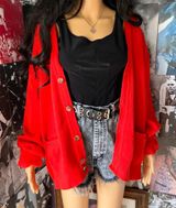 VTG 90s Chunky Red Cardigan 🥰 Size XL Photo 0