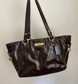 Coach Gallery Shoulder Bag Womens Brown Patent Leather Purse Side Zip F20431 Photo 0