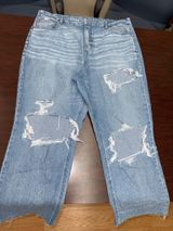 American Eagle Stretch Curvy 90’s Straight Distressed Jeans Size 20 Long Photo 0