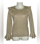 Alice + Olivia Gold Ruffled Bell Sleeve Blouse Photo 0