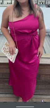 Pink One Shoulder Abercrombie Knotted Dress  Photo 0