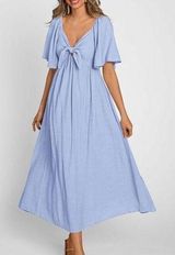 PRETTY GARDEN casual short sleeve neck ruffle flowy dress 🌷 Photo 0