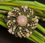 Vintage Lisner Pink Fire Opal Iridescent Confetti Swirl Brooch Photo 0