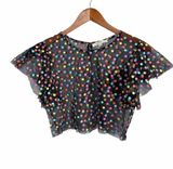 Hot & Delicious Sheer Polka Dot Cropped Top Photo 0