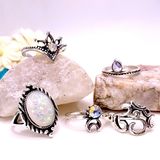 Beautiful Statement Ring Set 🌙 Moon Details Silver Photo 0