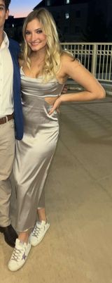 Cloud Ten Silver Cut Out Midi Dress Photo 0