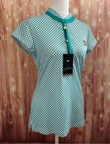 JACK  Nicklaus Aqua Mesh Jacquard Print 1/2 Zip Golf Polo Shirt Photo 0