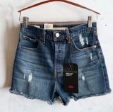 Levi’s Ribcage Short High Rise Distressed Ripped Denim Jean Short Size 25 Photo 0