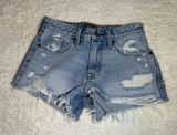 Abercombie & Fitch Low Rise Short Blue Distressed Shorts Size 00 Photo 0