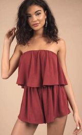 Tobi Red Strapless Romper  Photo 0