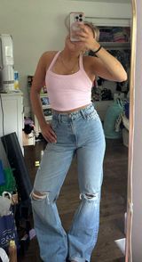 ZARA High-Waisted Jeans Straight Photo 0