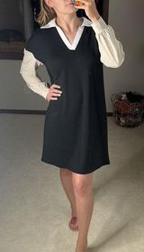 Tacera : Color Block Polo Long Sleeve Dress Photo 0