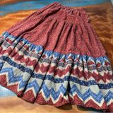 Vintage Roper Western Bohemian Patterned tiered maxi skirt Made USA small red Blue Photo 0