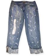 Angel kiss splattered Y2k cropped denim Photo 0