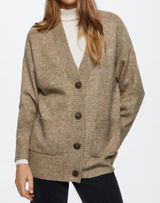 Mango Oversized Cardigan with Buttons Brown Beige Wool Blend Sz S Oversized Photo 0