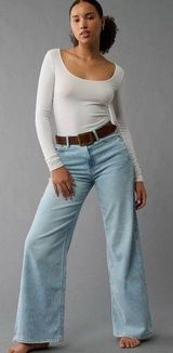 Dreamy Drape Stretch Curvy Super High-Waisted Baggy Wide Leg Jean Photo 0