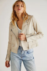 Free People x Blank NYC Vegan Moto‎ Jacket Ivory Cream Size XS Photo 0