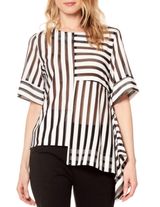 Gracia Striped Asym Top Photo 0