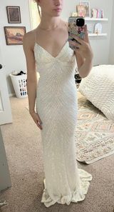 White Sequin Prom Dress Photo 0