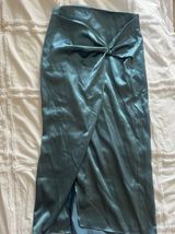 Blue Mid Length Satin Skirt Photo 0