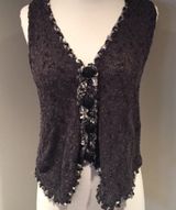 Hand Knit Cardigan Vest with Black Embellished Buttons Photo 0