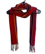 ANN TOYLOR Stripe Scarf Multi-colored, Rayon Striped Scarf With Fringed Ends Photo 0