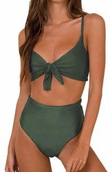 Blooming Jelly Army Green High Waisted Bikini Bottoms Photo 0