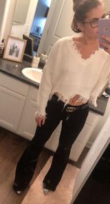 Distressed Sweater White Size L Photo 0