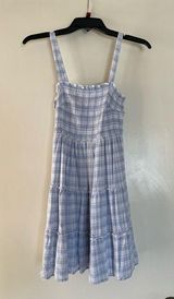 Blue Plaid Sleeveless Dress Photo 0