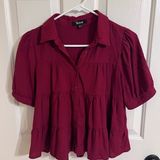 Francesca’s Maroon Button Up Top Photo 0