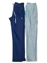 FIGS Yola Skinny Scrub Pants Navy Blue & Graphite Gray XS EUC Pockets High Rise Photo 0