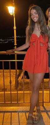 Miss Avenue Bright Orange Romper Photo 0