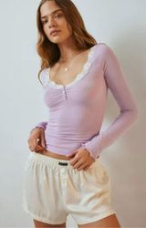 Out from under Diana Layering Lace-Trim Henley Top Photo 0