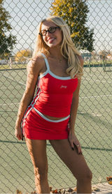 Powder Blue and Red Fancy D workout Set Photo 0